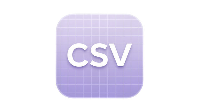 Rounded purple icon with CSV text and grid pattern