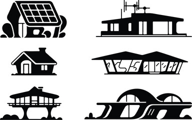 Naklejka premium Bungalow Silhouette Icon Modern House Outline Design