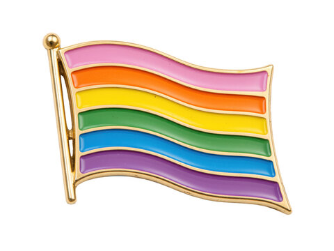 Rainbow flag enamel pin representing lgbtq pride and diversity, isolated on transparent background