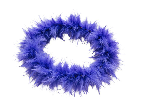 Purple feather boa forming a circular shape, isolated on transparent background