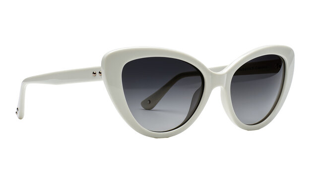 Cream oversized cat eye sunglasses with gray tinted lenses