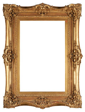 Picture frame in the Baroque style on a transparent background, in PNG format.