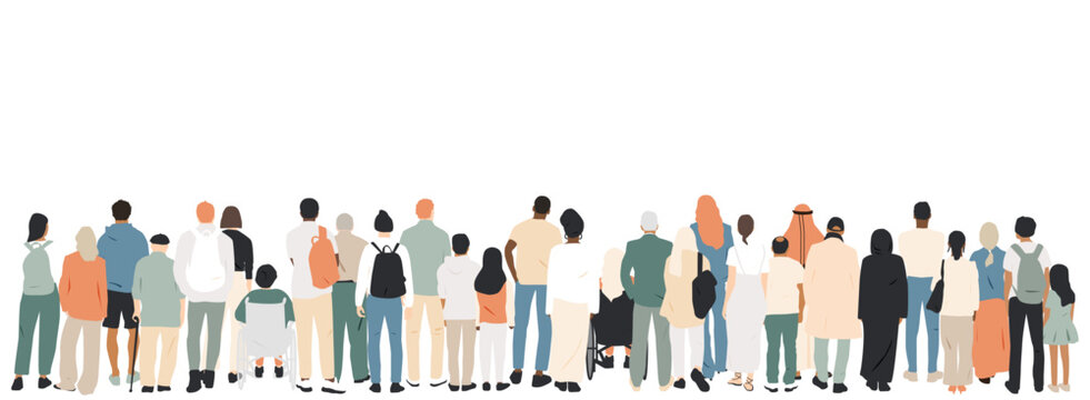 Different people standing together. Crowd concept.