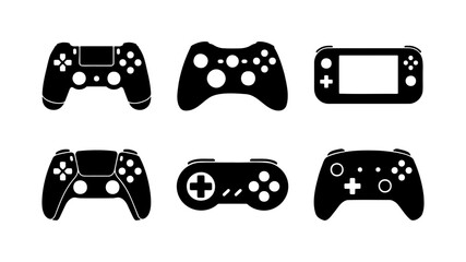 Gaming controller icons, black video game gamepad set, 6 vector elements © Creative Silhouette 