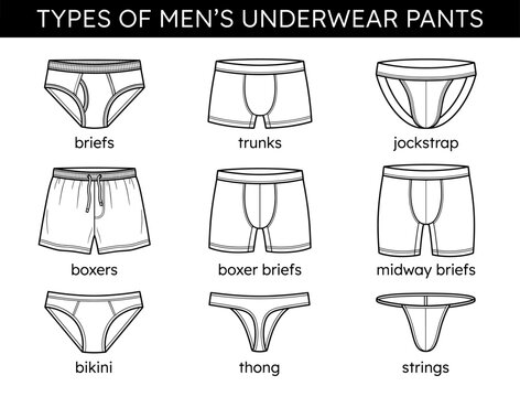 Men underwear set brief boxer trunk jockstrap line art