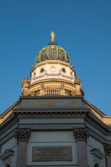 Fototapeta premium Franzosischer Dom domed tower on Gendarmenmarkt in Berlin, close up