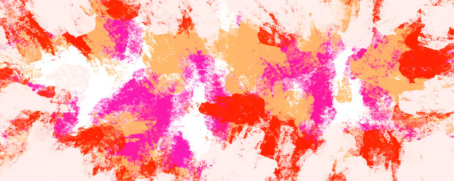 Bright pink orange and red abstract thick paint dab texture, messy acrylic brush stroke background, chaotic expressionist canvas graphic resource for modern vibrant digital art design layout backdrop