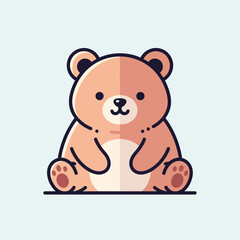 Naklejka premium Adorable Cartoon Bear Sitting with Gentle Expression.