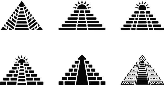 Aztec Pyramid Silhouette Icon Ancient Temple Outline Design