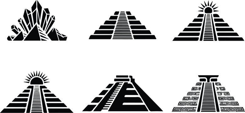 Aztec Pyramid Silhouette Icon Ancient Temple Outline Design