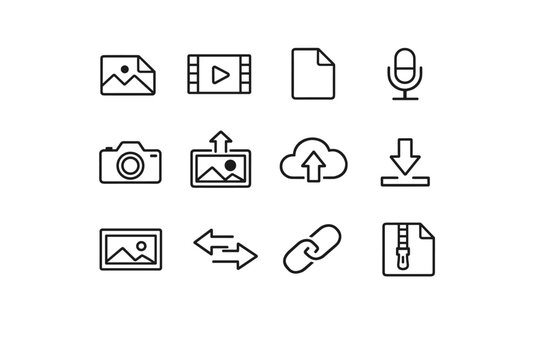 Chain symbol image generation upload video download vector archive photo microphone icon