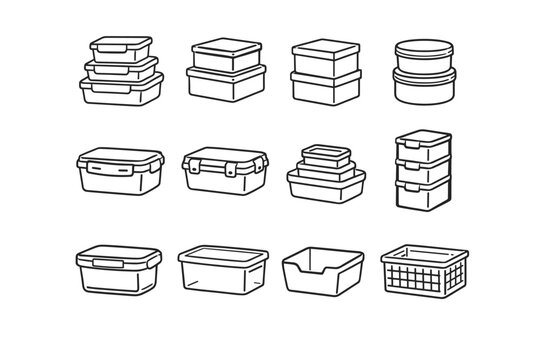 Lid basket container simple icon airtight generation image tower lock pantry bin