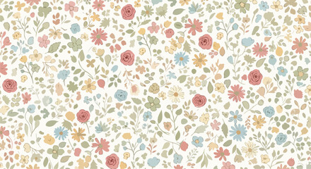 Obraz premium Playful floral pattern with bright blooms and natural forms
