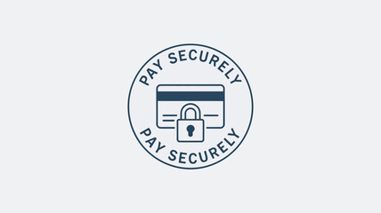 Fototapeta premium A secure payment logo with a padlock and credit card on a white background