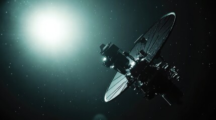 Fototapeta premium Robotic spacecraft traveling through the cosmos, collecting valuable scientific data on a mission to understand the universe and advancing space exploration technology