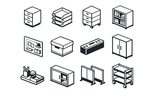 Generation image simple drawer module tray management panel icon set vector rolling