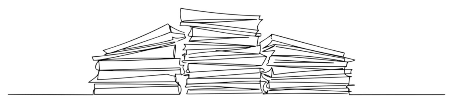 stack of papers documents continuous one line drawing vector