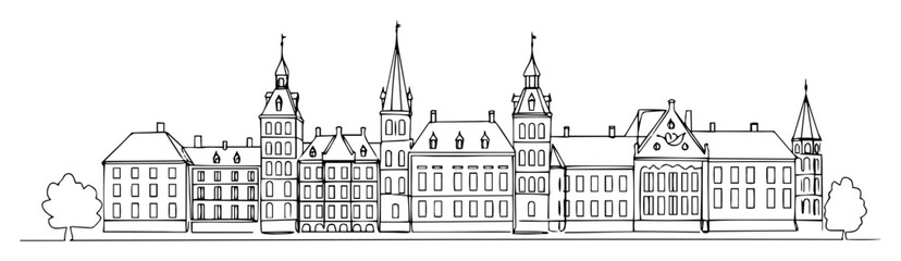 Obraz premium historic european palace architectural line drawing