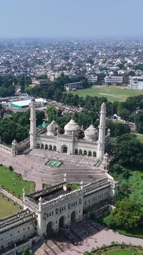 Vertical Aerial View of Bara Imambara Husainabad Lucknow Uttar Pradesh India