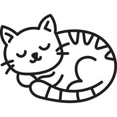 Cute Sleeping Tabby Cat Line Icon © Maiza 