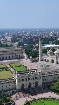 Vertical Aerial View of Bara Imambara Husainabad Lucknow Uttar Pradesh India