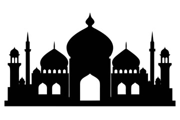 Fototapeta premium Mosque black icon, Mosque silhouette art 