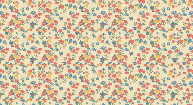 Gentle pastel flower pattern with small blossoms and balanced repeating composition