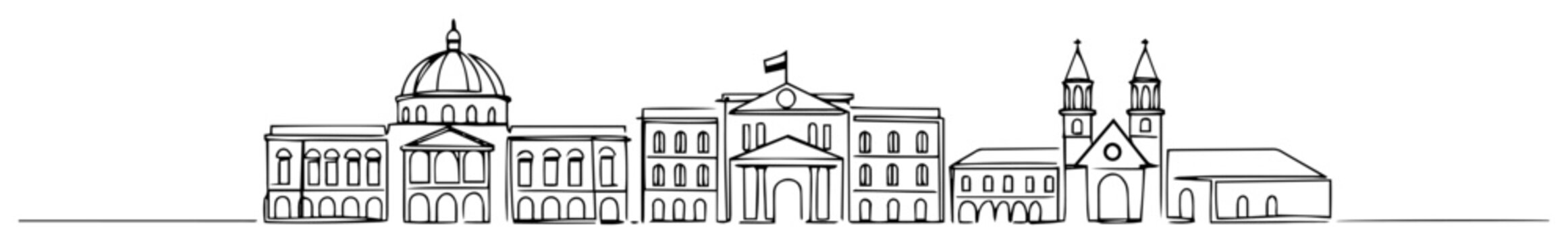 vilnius lithuania city skyline continuous one line drawing