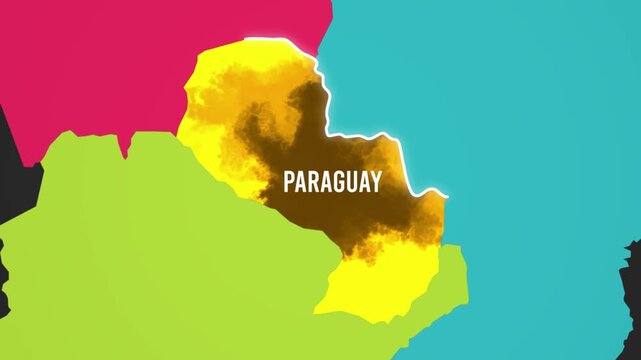 Paraguay 3D Map Animation With Glowing Line