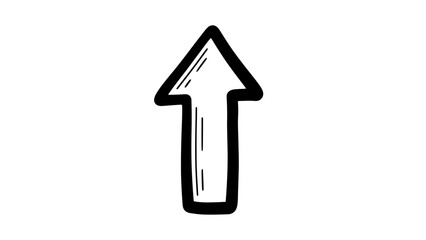 Fototapeta premium Simple handdrawn upward arrow icon for visual communication. Ideal for displaying progress, upload, growth, or navigation in various media applications.