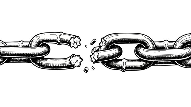 Strong metal chain with a broken link symbolizing liberation and overcoming challenges a versatile graphic for themes of independence.