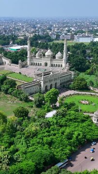 Vertical Aerial View of Bara Imambara Husainabad Lucknow Uttar Pradesh India