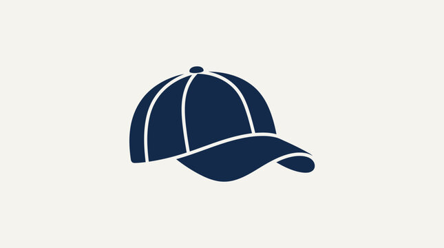 Minimalist Blue Baseball Cap Icon on Beige Background