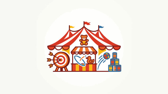 Colorful Carnival Tent With Game Booths