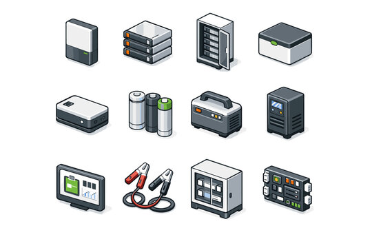 Home icon wall energy power bank lithium vector battery rechargeable