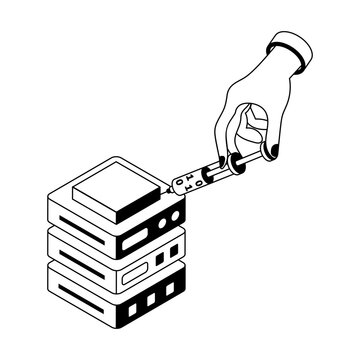 Icon depicting an sql injection in isometric style
