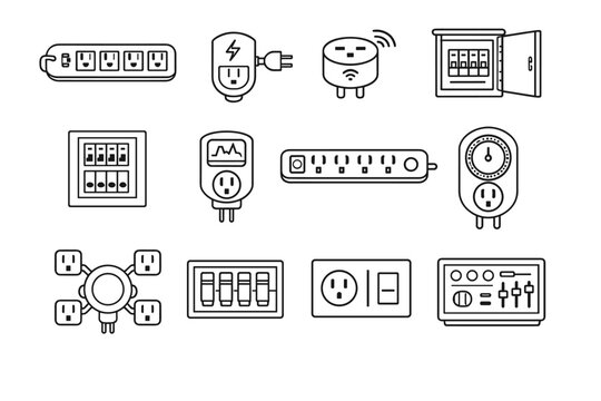 Image icon power vector board distribution saving generation strip simple panel box