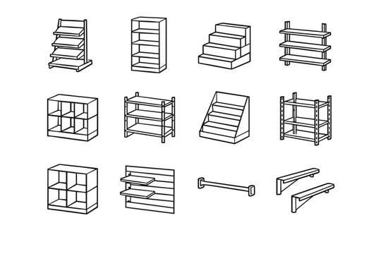 Store retail bracket simple modular wall shelf image vector icon rack display