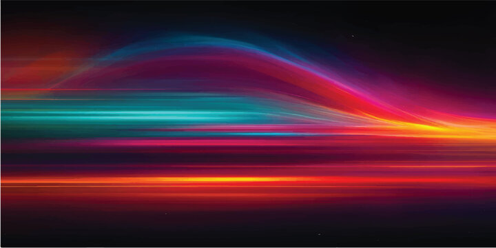 Abstract colorful background design featuring a vibrant rainbow of blue and purple waves with bright lines and motion blur textures for a modern energy wallpaper