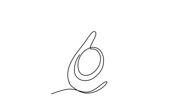 Animated self drawing of continuous line draw of Sliced Avocado.   Full length one line animation. 4K