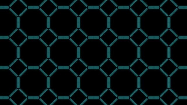 Neon echoing motion of Seamless geometric blue honeycomb pattern with hexagonal grid cells for a modern technology design