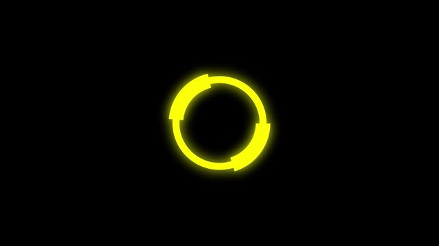 Loading circle icon, loading circle animation loading circle line animation on black screen background, loading icon for download progress, load game data, buffering process bar.