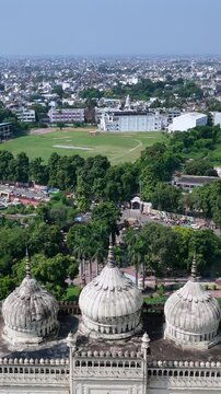 Vertical Aerial View of Bara Imambara Husainabad Lucknow Uttar Pradesh India