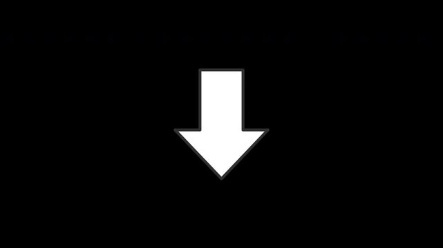 Animated Directional Arrow Pointing Down, Featuring a Dark Grey Outline, Seamless Loop with Alpha Channel