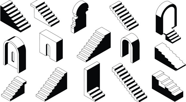 Bento Grid Abstract Pattern Set, Black Color Minimal Geometric Design, Modern Frame Style, Grid Layout Illustration, Contemporary Background Graphics, Clean Structure Elements
