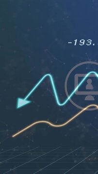 Vertical video: Moving gold and cyan lines across UI on data update, showing metrics near monitor