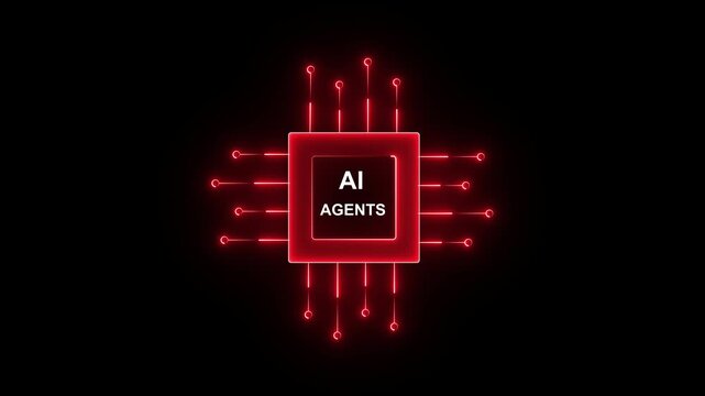 AI agent agentic artificial intelligence animated video virtual assistant on the transparent background. Motion graphics of AI agents icons. 4k video animation