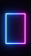 Fototapeta premium Abstract electric geometric shape illuminated by bright glow. Empty vibrant frame perfect for modern design overlay and vaporwave themes, dark, modern, night