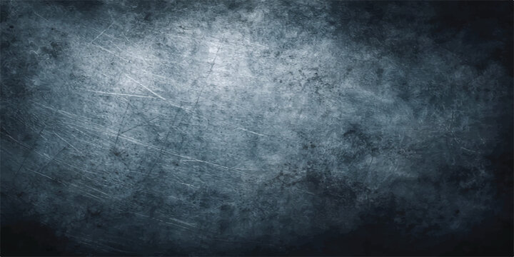 Close up abstract textured background with detailed scratches and grunge effects in shades of deep blue and grey for industrial design elements