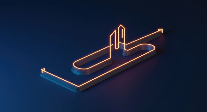 Abstract illustration showing a complex, winding route that suddenly stops, suggesting uncertainty, a sudden halt, or a deviation from the expected route, crossroads, conceptual, strategy